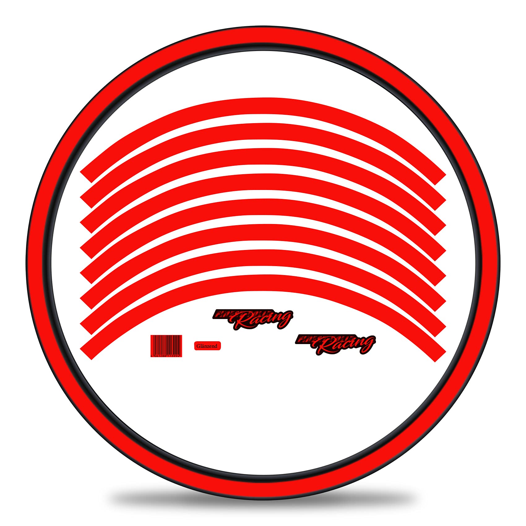 Finest Folia Set of 16 Wheel Rim Stickers for Bicycle Rims in Classic Design Complete Set for 27 Inch / 29 Inch Ebike Road Bike Mountain Bike MTB Balance Bike (Neon Red, Shine)