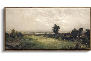 InSimSea Extra Large Framed Vintage Wall Art, Living Room Country Farmhouse Decor, Wilderness Landscape Paintings, Canvas Prints, Retro Scenery Long Picture for Bedroom Above of Bed,20x40inch