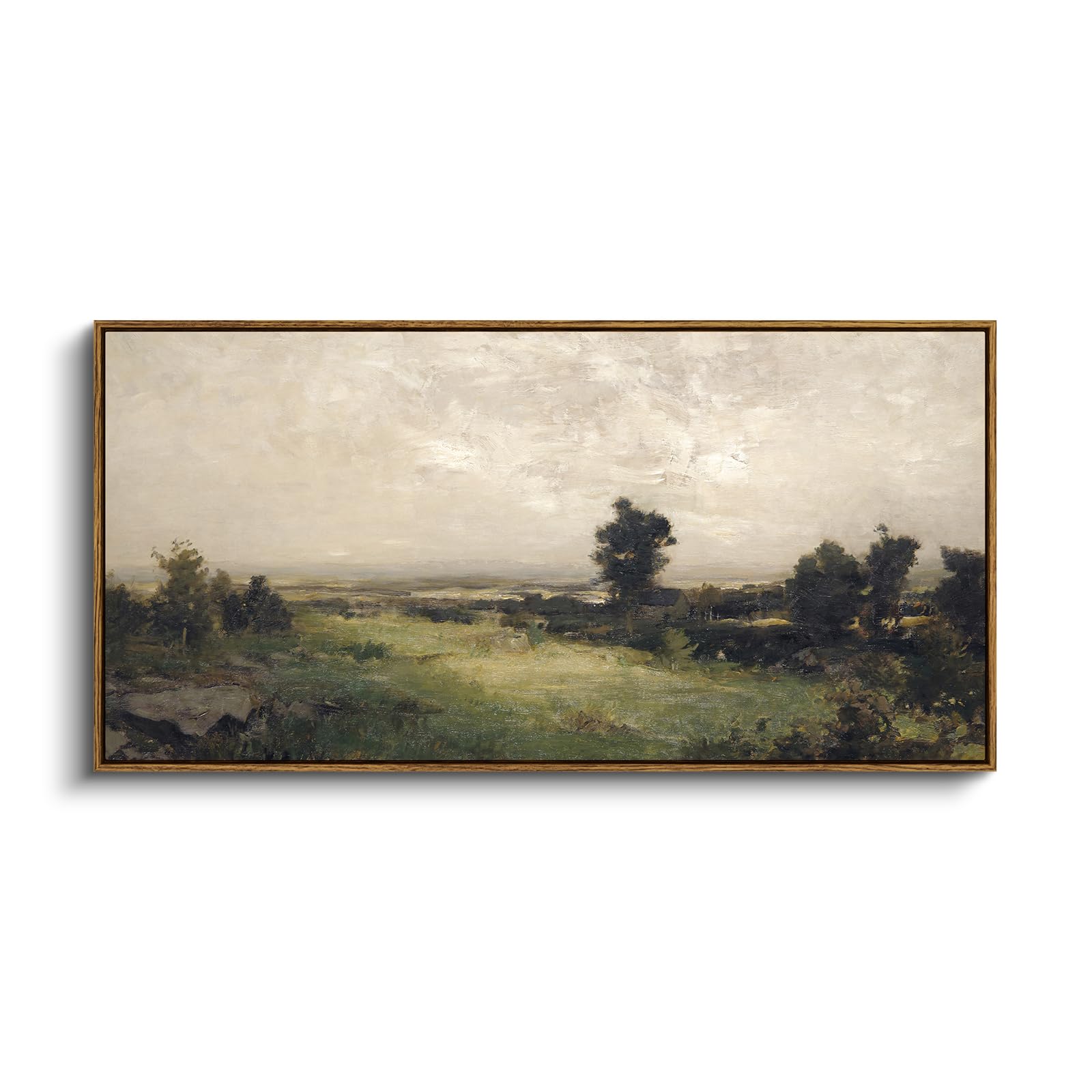 Photo 1 of ***FRAME CRACKED***InSimSea Extra Large Framed Vintage Wall Art, Living Room Country Farmhouse Decor, Wilderness Landscape Paintings, Canvas Prints, Retro Scenery Long Picture for Bedroom Above of Bed,20x40inch