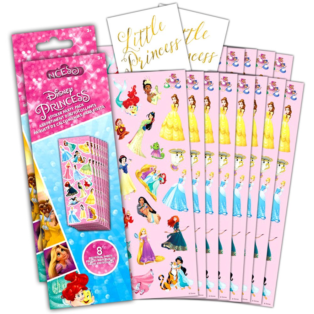 Photo 1 of Disney Princess Stickers Party Favor Pack ~ 240+ Princess Stickers, 16 Party Favor Sheets