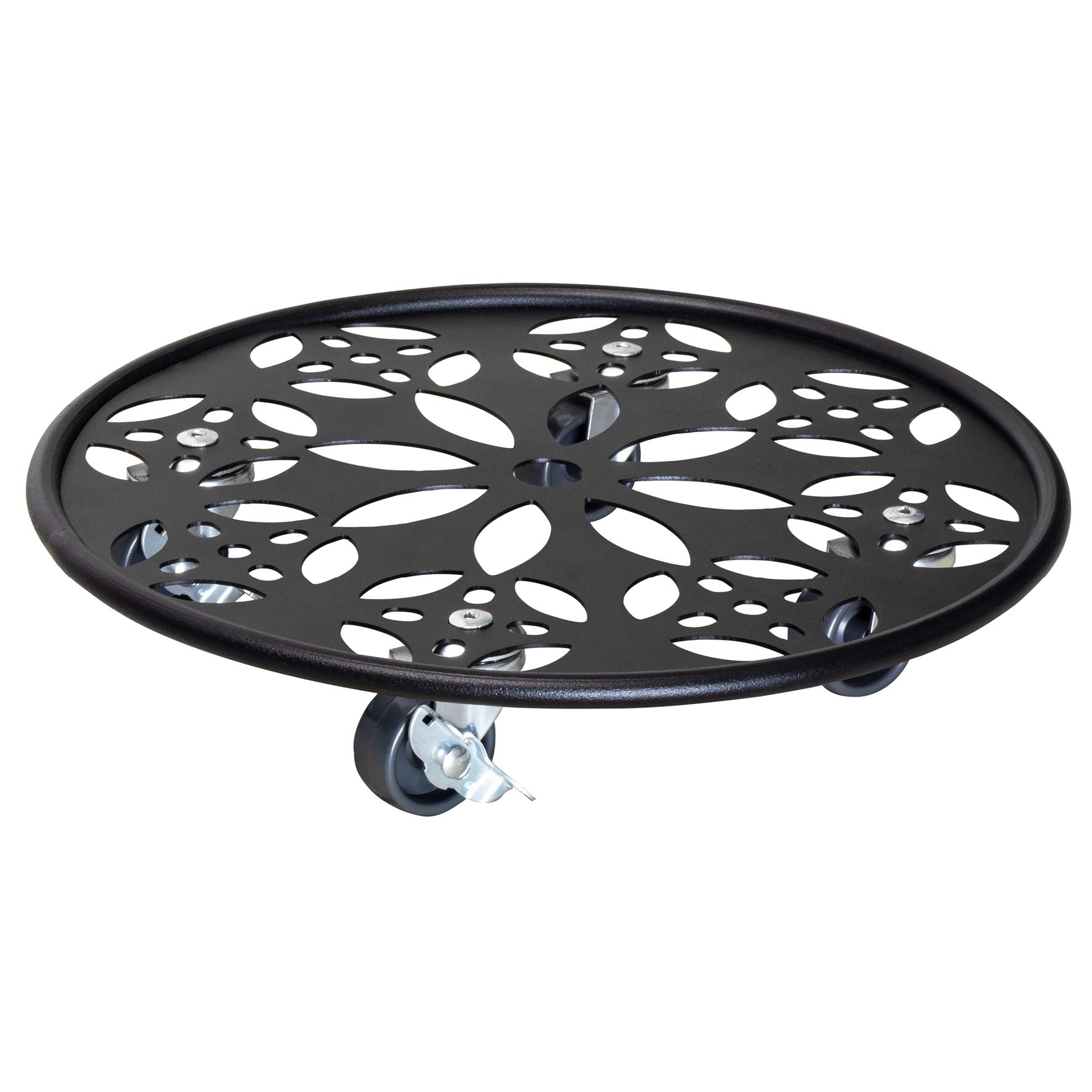 WAGNER Plant trolley BLACK EDITION Ø 30 x 5,5 I Flower trolley for indoor + outdoor I Container trolley made of steel, black coating, with limitation I 2 breaks I Load capacity 60 kg - 20093601