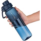 OLDLEY 32oz Frosted Clear Water Bottle, BPA-Free Tritan Plastic Reusable Water Bottle with Fast-Flow Spout Lid, Wide Mouth Leakproof Sports Drinking Bottle for Gym, School,Travel,Midnight Blue