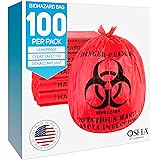 Trashanium Biohazard Waste Bags, 10-Gallon, 100 Count, Red, No Leak Bags, Medical Grade, Safe Infectious Waste Disposal