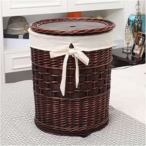 KEHUITONG Cesto De Ratán, Cesto Cubierto, Cesta De Lavandería, Cesta De