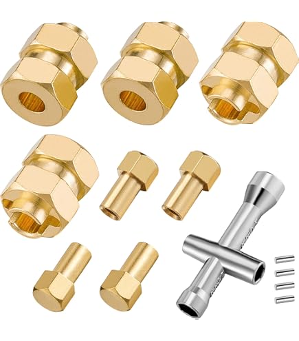 Poids De Roue En Laiton Noir Pour Axial SCX24 - Lot De 4 Avec Adaptateurs Hex 7mm, AXI90081 Etc.
