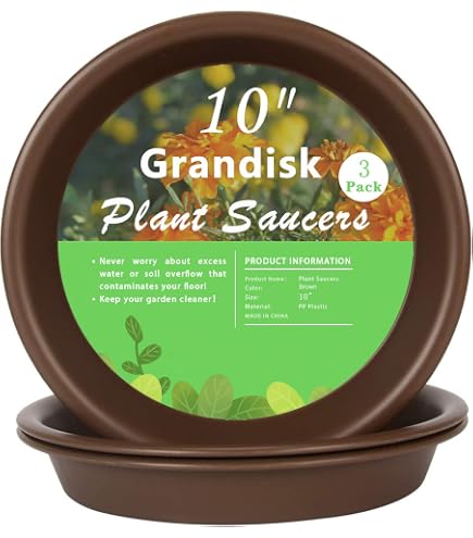 GROWNEER Lot De 6 Soucoupes Pour Pots De Fleurs - Diamètre 27 Cm - Plastique Robuste Noir - Pour Intérieur Et Extérieur