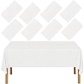 EUVBOKW Paper Tablecloths for Rectangle Tables,8 Pack White Paper Table Cloths Disposable,3 Ply Papers & Plastic Quality Table Cover for Parties Wedding Birthday(54'' X 108'')