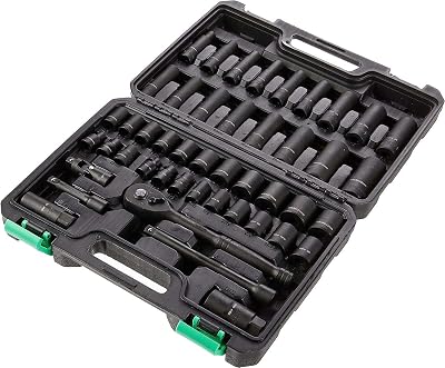 Amazon Basics 46-Piece 3/8 Inch Drive Socket Set SAE/Metric with Case
