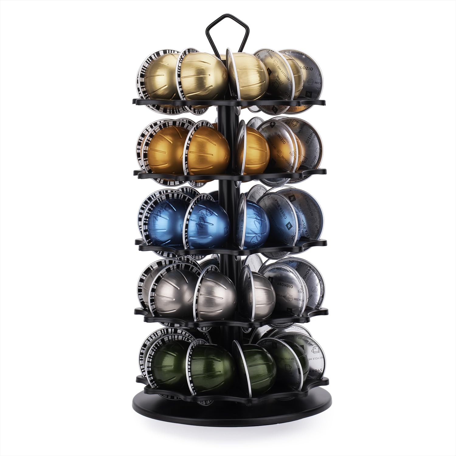 HiveNets 5 Tier Coffee Pod Holder Carousel for Vertuo Pod Storage Organizer (50 Pods)
