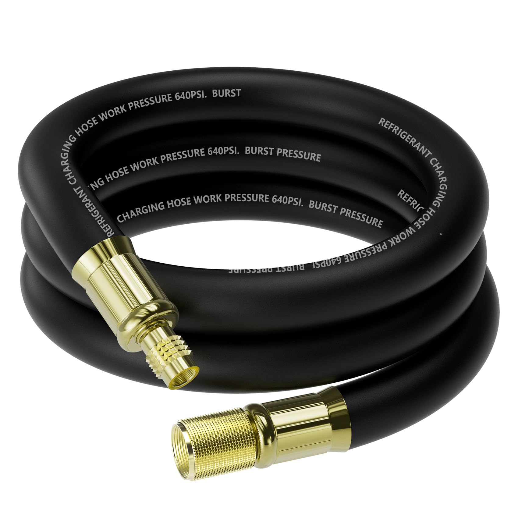 Photo 1 of 1/2" HVAC Vacuum Hose, 1/2" to 1/4" SAE Fittings High-Flow Refrigerant Hoses, 20 Microns Vacuum Pump Hose Faster HVAC Evacuation and Recovery, 6 Feet Certified Refrigerant Hoses