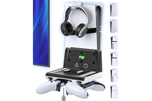 P5 Wall Mount Kit with Controller Holder Compatible with P5/Slim/Pro Disc & Digital, Pa5 Mount Floating for Gaming Accessorie