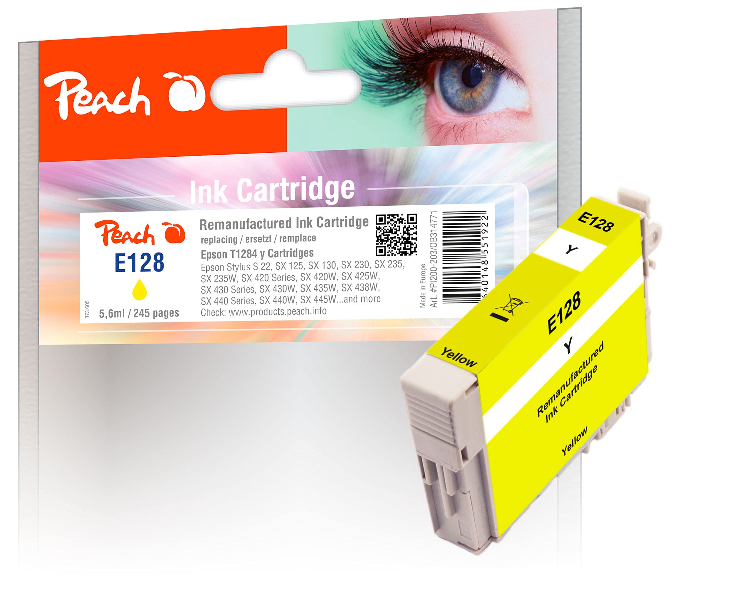 Peach PI200 CL-203 Printer Cartridges Compatible with Epson T1284 Yellow