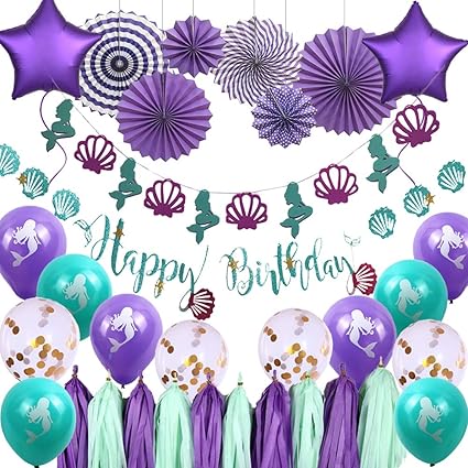Amazon Com Decojoy Mermaid Birthday Party Decorations Under The