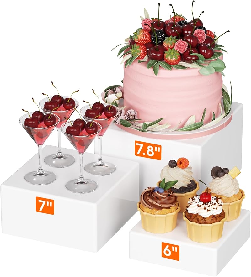 Lifewit 3 PCS Buffet Risers and Stands 6-7.8 inch White