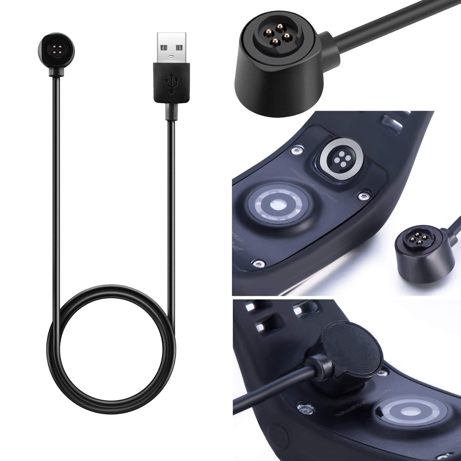 Reemplazo de cargador de muelle de la cuna de carga USB para Polar M600 Loop 2 GPS Watch 100cm - Accesorios de rastreadores de fitness (1pcs -negro)