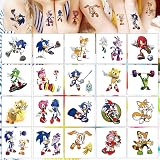 Yangsiw Sonic Temporary Tattoos 20 Sheets 2x2 Inch Kids Party Bag Fillers view 2