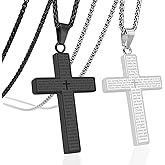 ZLDPPMXL 2 Pcs, Prayer Cross Necklace for Men, Smooth Faith Cross Necklace, Religious Christian Jewelry Gift, Christmas and Easter Jewelry Gift for Friend