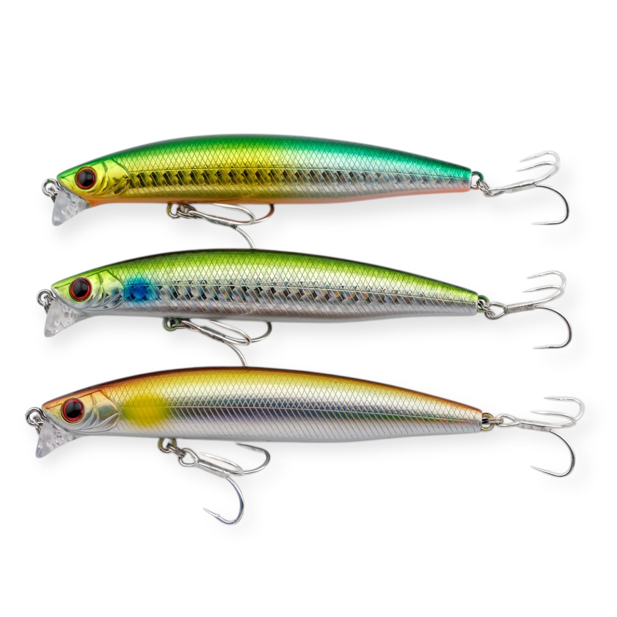 momolures - Shining Minnow Shore 97F-SSR 97mm Super Shallow Runner for Bass Saltwater lure fishing (3pcs Assort Set)