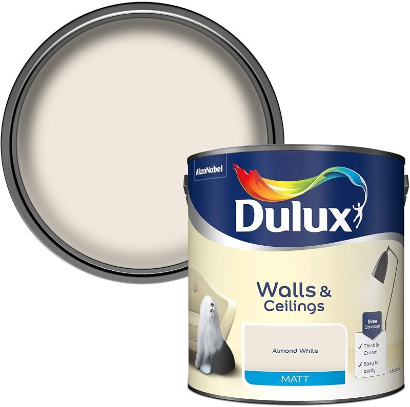 Dulux Matt Emulsion Paint For Walls And Ceilings Almond White 2.5L