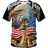 LAOLIUSN Men's Bald Eagle T-Shirt Summer Short Sleeve Tees Tops Animal Theme Shirt Realistic Graphic Shirt