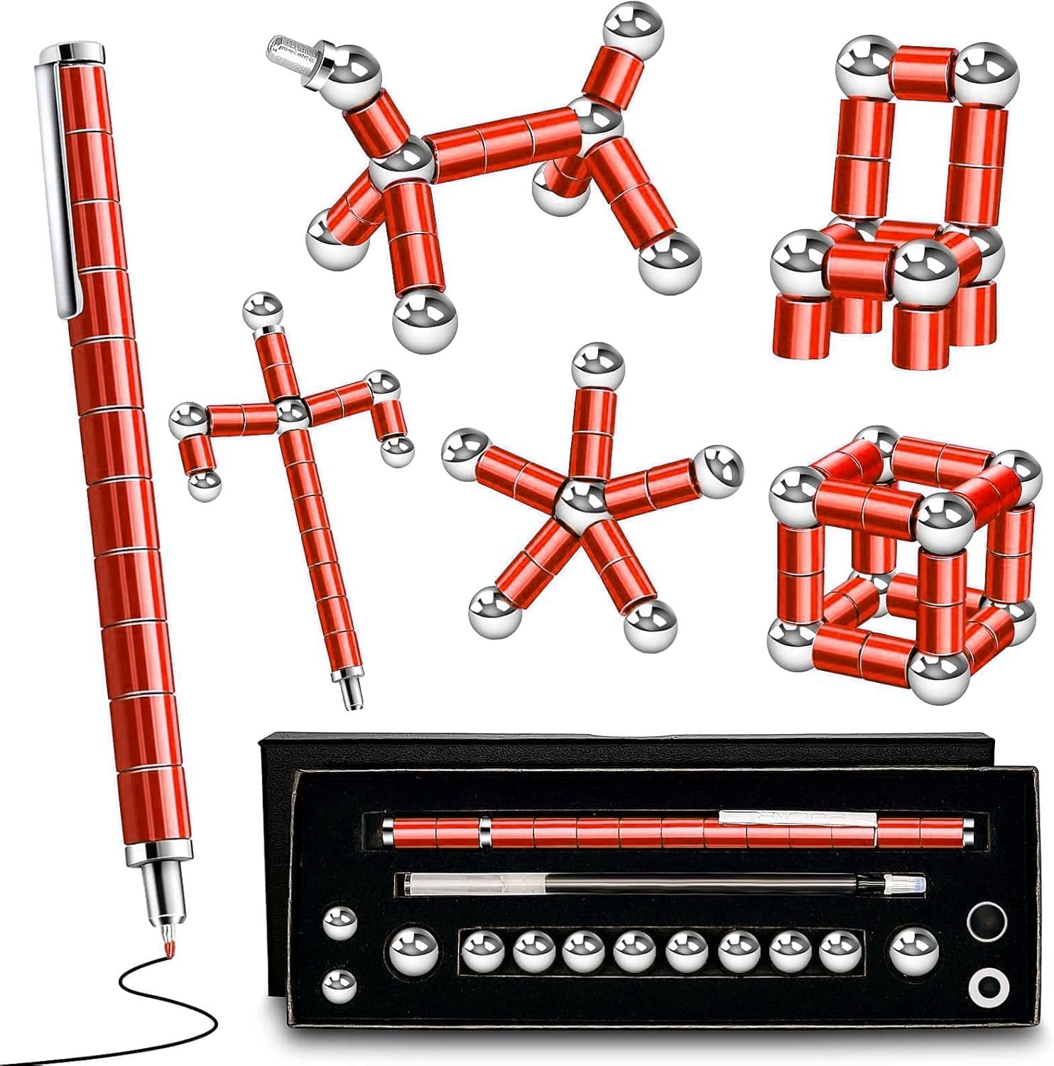 Gifts for Men Women - Magnetic Fidget Pen Toys - Presents for Mens Dad Boys, Gadgets Birthday Easter for Him/Her/Adults/Men/Women/Boyfriends/Girlfriend/Teenage/Teens/Kids (Red) — image 1