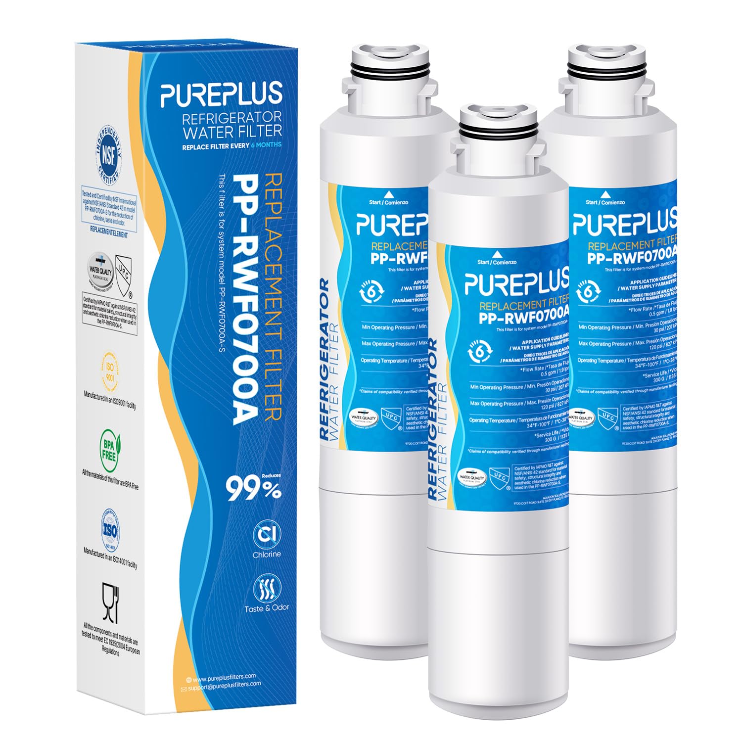 Photo 1 of PUREPLUS DA29-00020B Refrigerator Water Filter Replacement for Samsung RF28HMEDBSR, RF263BEAESR, HDX FMS-2, HAF-CIN/EXP, RF4287HARS, RF28HFEDBSR, DA29-00020A, RF261BEAESR, DA97-08006A, 469101, 3PACK