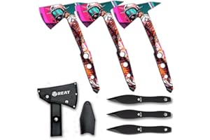 REAT Throwing Axes and Knives with Nylon Sheath, 10.5" Full Tang Desgin for Back Yard Throwing Game, Recreation and Competition