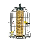 Crinature Squirrel-Proof Bird Feeder-Outdoor Cage-Type Mesh Peanut Hanging Bird Feeder for Small Wild Birds- Chew-Resistant and Weatherproof(Green)