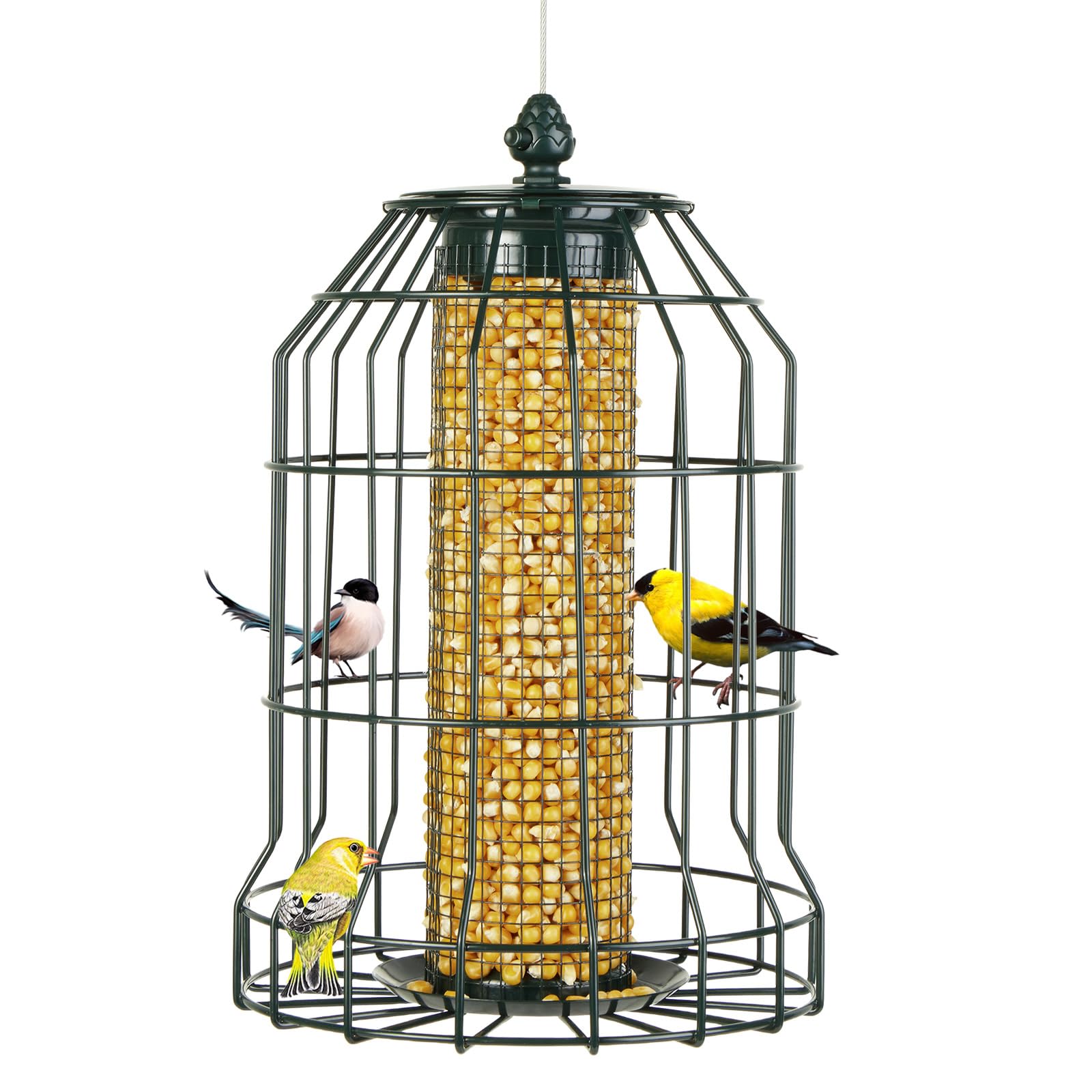 Photo 1 of Crinature Squirrel-Proof Bird Feeder-Outdoor Cage-Type Mesh Peanut Hanging Bird Feeder for Small Wild Birds- Chew-Resistant and Weatherproof(Green)