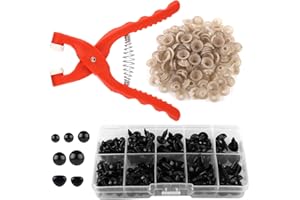 Safety Eye Tool with 135pcs Doll Eyes, Ergonomic Eye Snapper Auxiliary Tool for Attaching Doll Safety Eye Tool for Amigurumi 