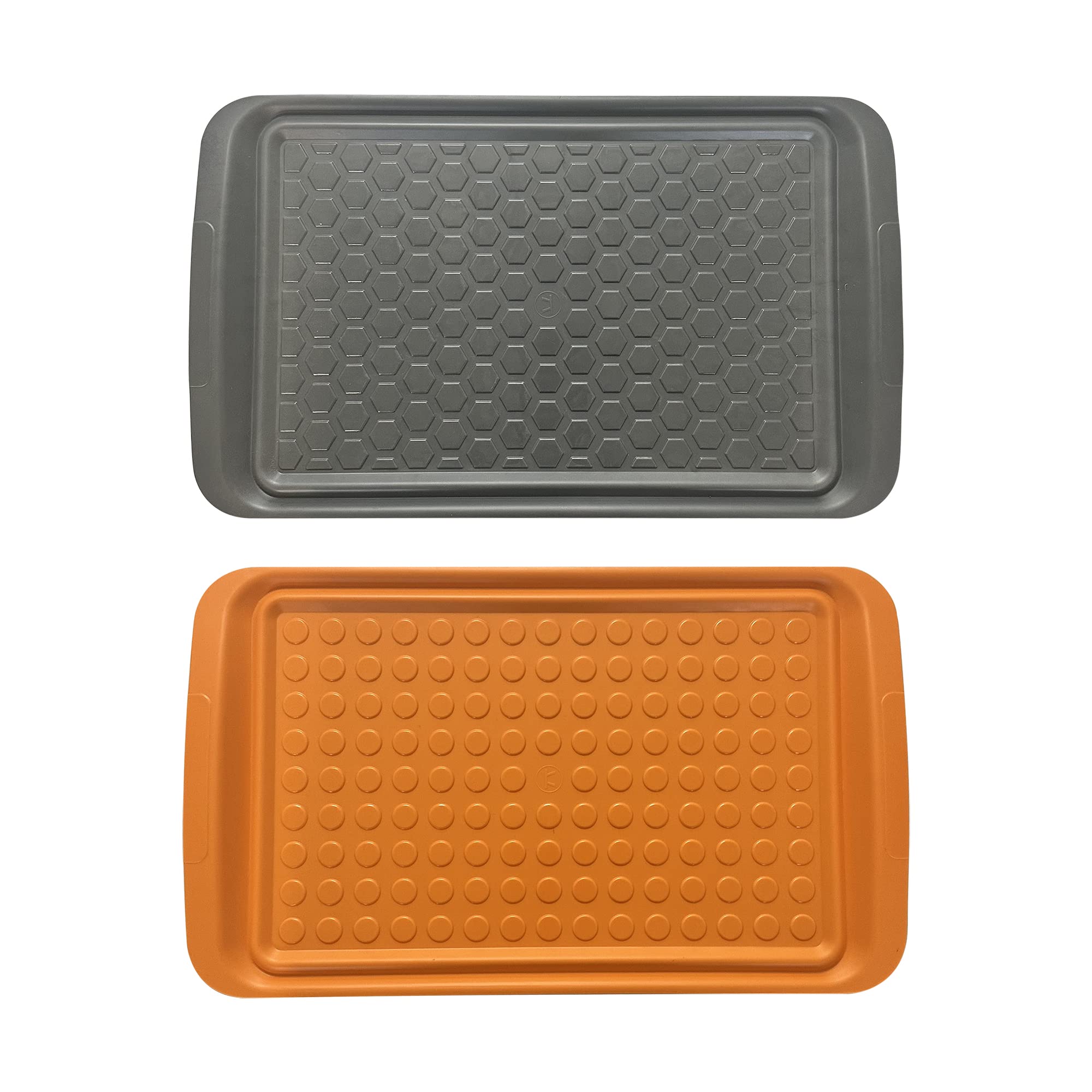 Photo 1 of * Broken corners* Outset Grill Prep Trays, Set of 2 Large Trays, 17" x 10.5", Orange and Black