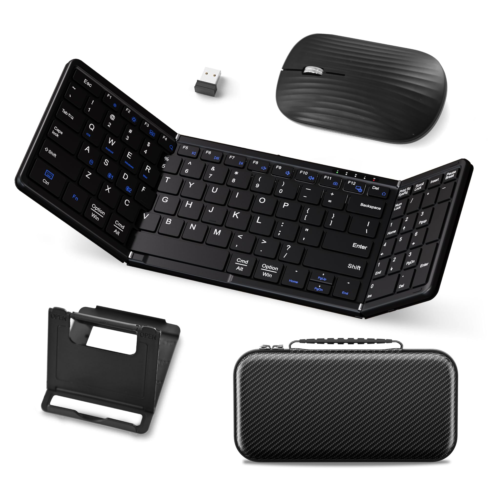 Photo 1 of Foldable Keyboard and Mouse, USB-C Rechargeable Folding Wireless Bluetooth Keyboard Combo, Full-Size Portable Travel Keyboard & Mouse for Business Travel, Compatible with Laptop iPad Tablet