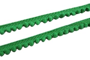 YYCRAFT 10 Yards 3/8" Wide Tiny Pom Pom Ball Fringe Trim DIY Craft Sewing Accessory for Home Curtain Clothes Pillow Decoration(pom Size 5mm) (Green)