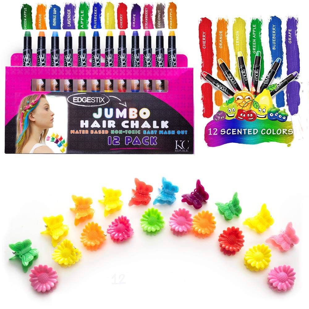 Kids Hair Chalk JUMBO HAIR CHALK PENS RAINBOW Washable Hair Color