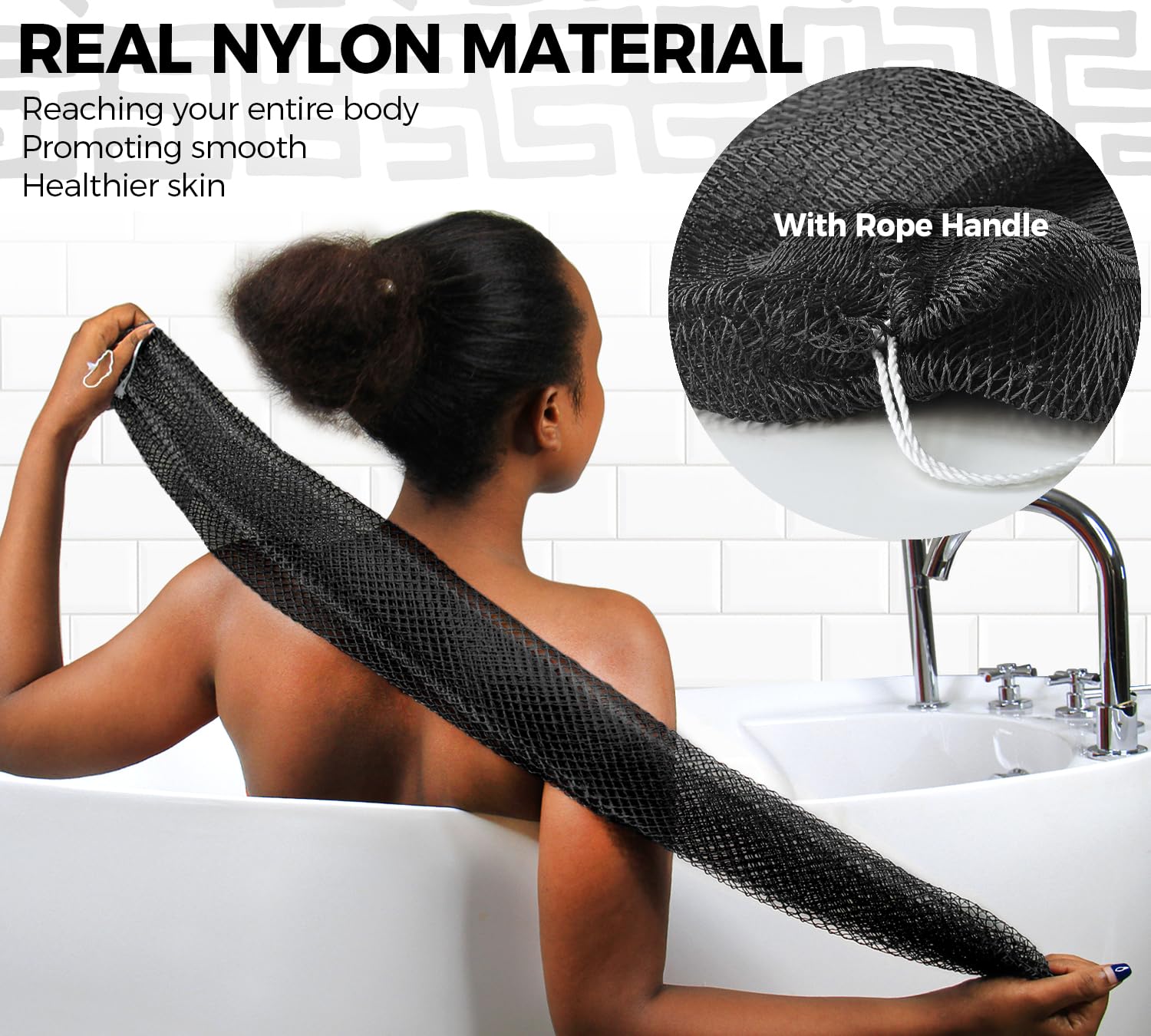 African Net Sponge Authentic - Exfoliating Back Scrub Bath Sponge with Knots - Afro Scrub Body Scrubber Exfoliator Washcloth - African Body Care Daily Use Shower Essentials