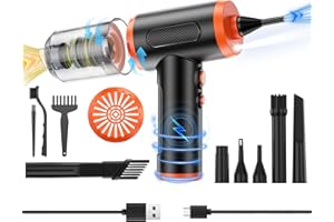 Opinta Compressed Air Duster & Wireless Vacuum - 3 Speeds to 10000RPM - 120W Powerful Cordless Vac & Mini Dust Blower/Pump with LED Light & 10 Kits for Keyboard, PC, Car Cleaner, Replace Air Can