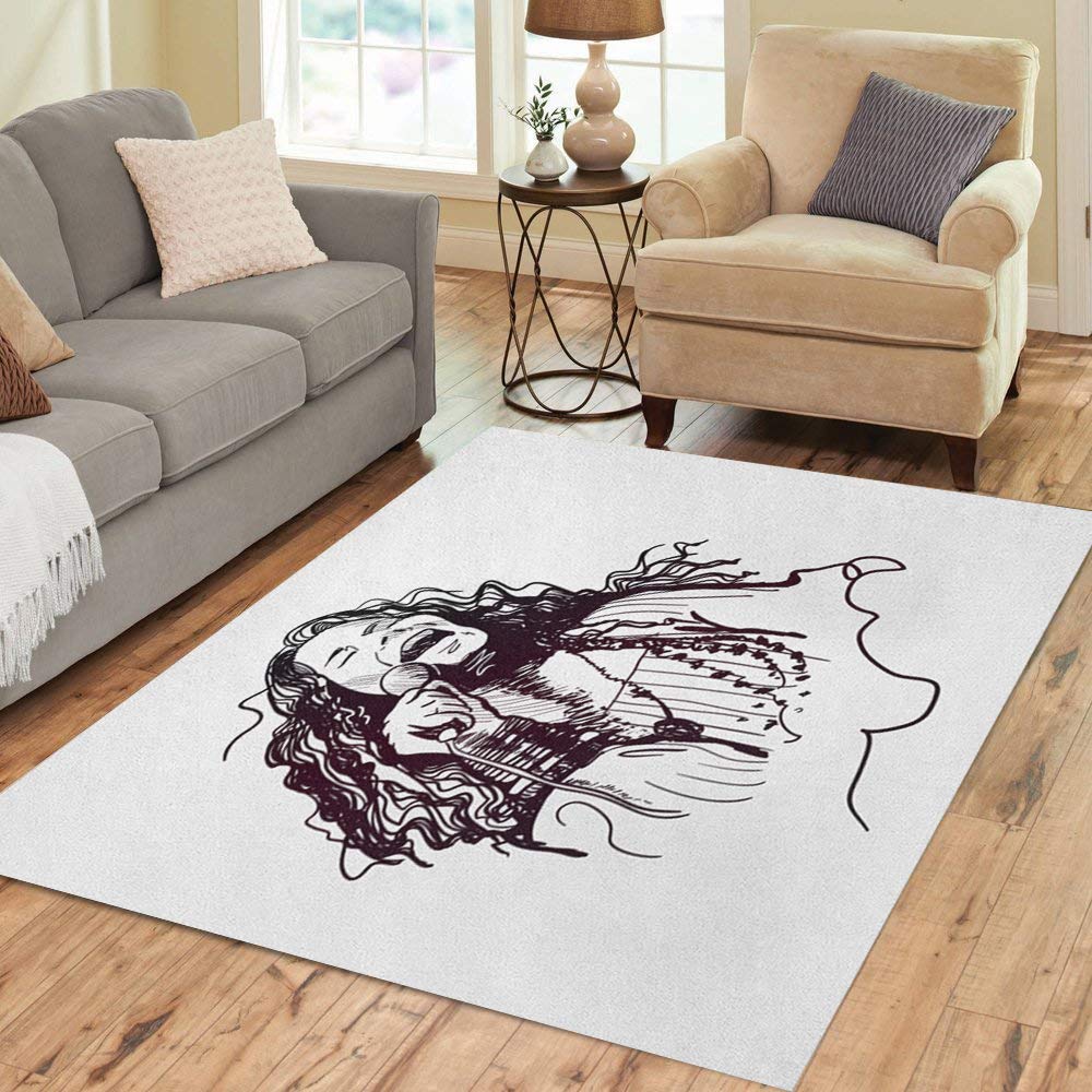 Pinbeam Area Rug Janis Lyn Joplin Legendary Rock Star Sixties Home Decor Floor Rug 2' x 3' Carpet