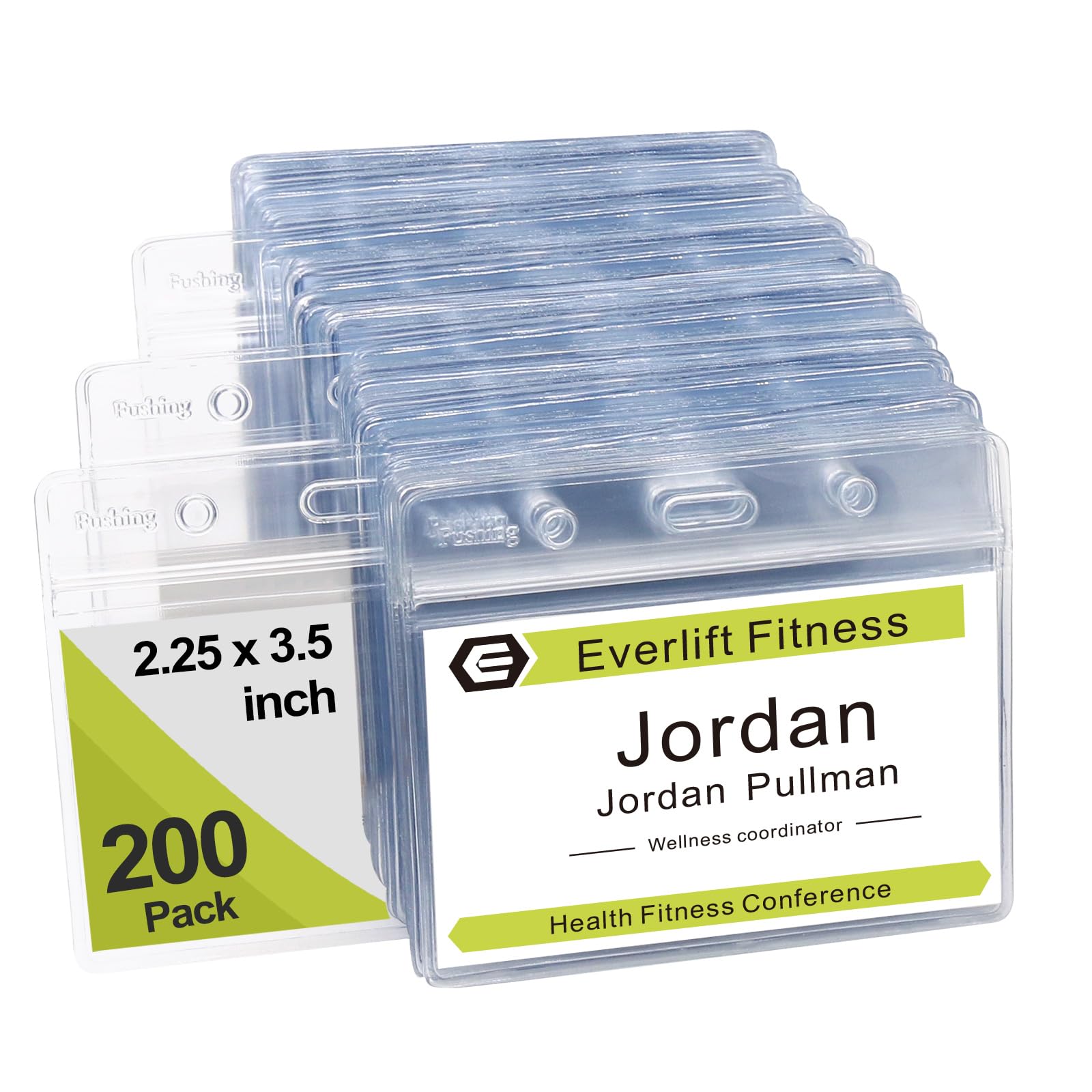 Fushing Clear Plastic Horizontal Name Tag Badge ID Card Holders (200)