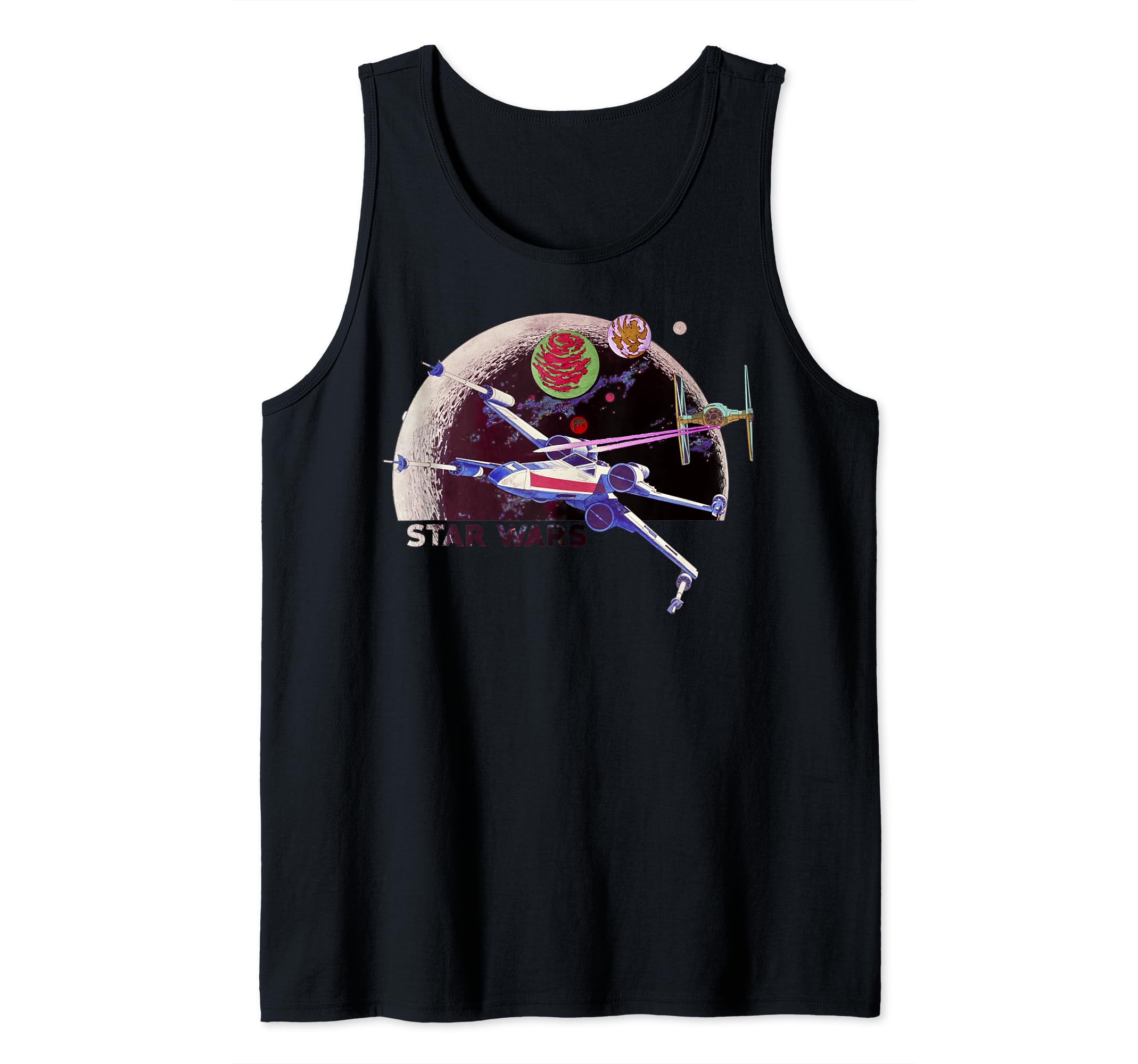 Star Wars X-Wing Chased By Tie Fighter Retro Planet Tank Top