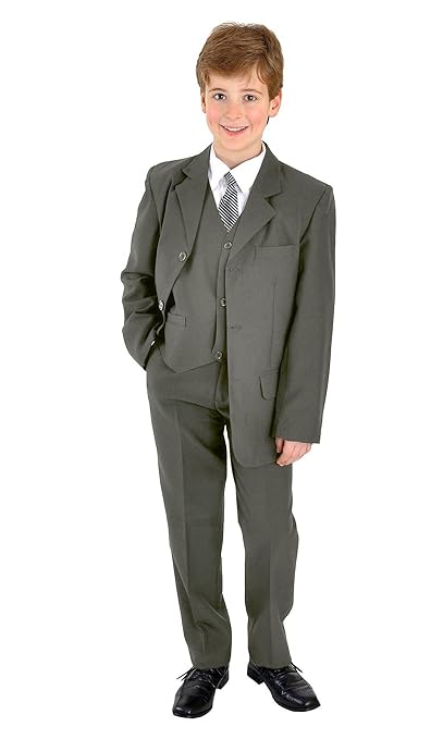 5 teiliger Jungenanzug Kinderanzug Kommunionsanzug Anzug festlich uni dunkelgrau