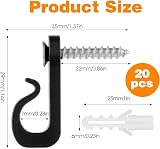 Jeffdad 20 Pcs Screw in Hooks for Outdoor String Lights Q-Hanger Light Clips view 4