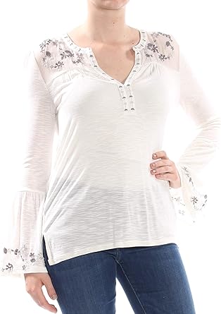 lucky brand embroidered yoke top