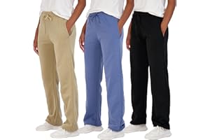 Real Essentials 3 Pack: Women's Relaxed Fit Fleece Open Bottom Sweatpants - Casual Athleisure (Available in Plus)