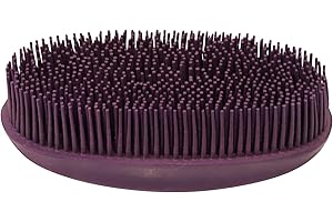 Grewal Equestrian Oval Face Grooming & Bathing Curry Brush for Horses, Dogs, Cats, & Other Pets - Very Soft Bristles (Purple)