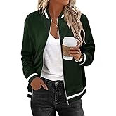 KISSMODA Women Windproof Jacket Zip Up Overcoat Lightweight Casual Long Sleeve Coat Fall Fashion Outfits with Pockets S-XXL