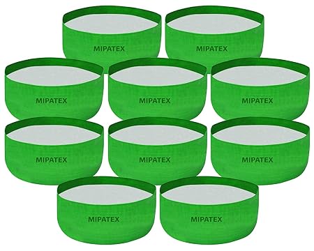 Mipatex Plant Grow Bags 12in x 6in, Terrace Gardening Vegetable Planting Pots, Woven Fabric Leafy Fruits Growing Containers (Green, Pack of 10)