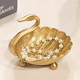 YACSNBF Swan Brass Jewelry Dish Tray,Gold Decorative Ring and Trinket Holder-Decorative Trinket Dish for Rings Earrings Necklaces Bracelet Watch Keys, Birthday Mother's Day Christmas Gift for Women