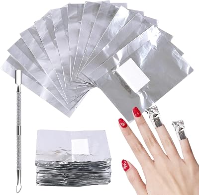 Sularpek Foil Nail Remover Wraps 200 Pcs with Cuticle Pusher Gel Polish Remover
