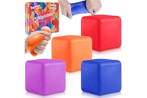 VIROUCAL Fidget Toys Stress Cube, 4Pcs Stress Balls Bulk for Kids and Adult, Slow Rising Stress Ice Cube, Dough Stress Balls Soft Fidget Squishy Toys for Anxiety Relief, Square Ball (4PACK)