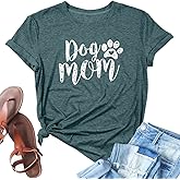 Dog Mom Tshirts for Women Funny Dog Paw Graphic Print Short Sleeve O Neck Mom Shirt